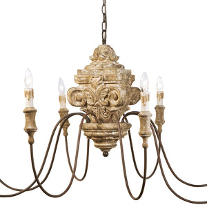Regina Andrew Extra Large Carved Wood Chandelier – Distressed