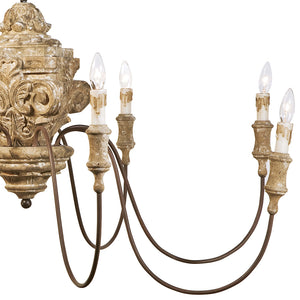 Regina Andrew Extra Large Carved Wood Chandelier – Distressed