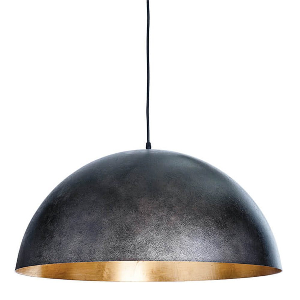 Regina Andrew Large Dome Pendant with Gold Leaf Interior – Black