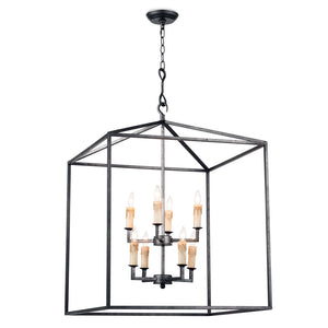 Southern Living 8-Bulb Lantern Pendant – Blackened Iron