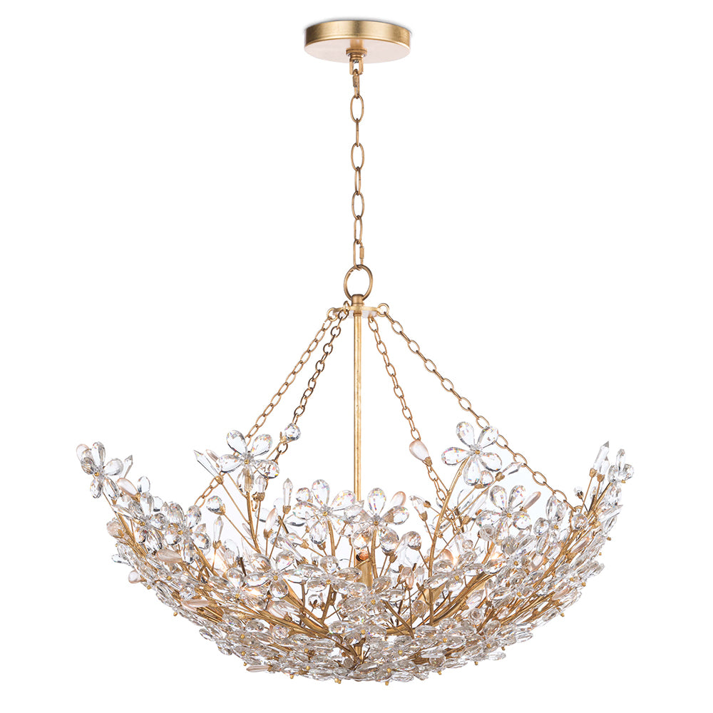 Regina Andrew Basin Pendant with Crystal Flowers – Gold Leaf