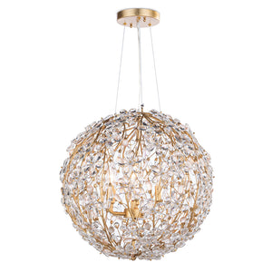 Regina Andrew Small Globe Chandelier with Crystal Flowers – Gold Leaf
