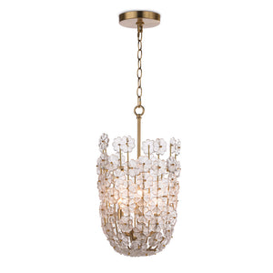 Regina Andrew Small Basin Pendant with Crystal Flowers – Natural Brass
