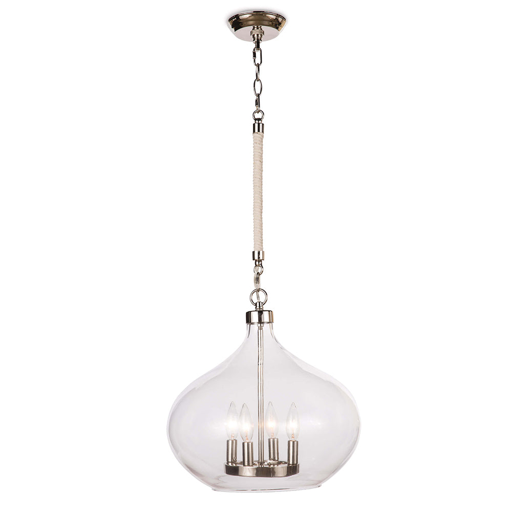 Coastal Living Gourd Shaped Pendant with Rope Accent – Polished Nickel