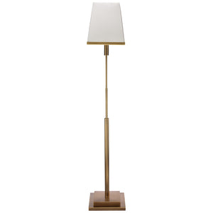 Tall Antique Brass Floor Lamp with Square Cone Hood