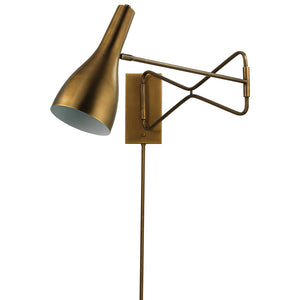 Mid-Century Modern Swing Arm Wall Sconce – Antique Brass