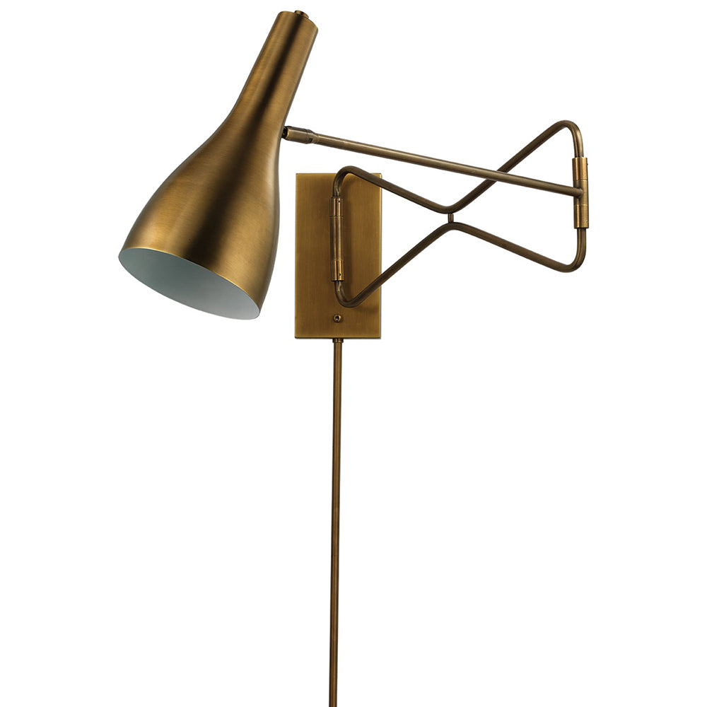 Mid-Century Modern Swing Arm Wall Sconce – Antique Brass