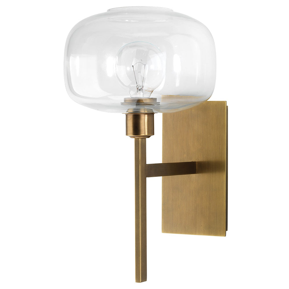 Mod Blown Glass Globe Wall Sconce – Antique Brass