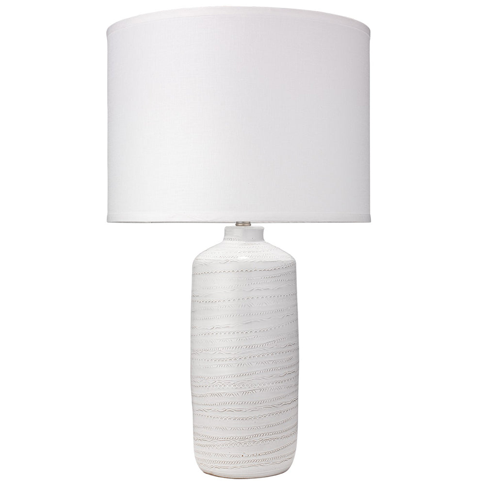 White Swirl Ceramic Table Lamp with Large Drum Shade