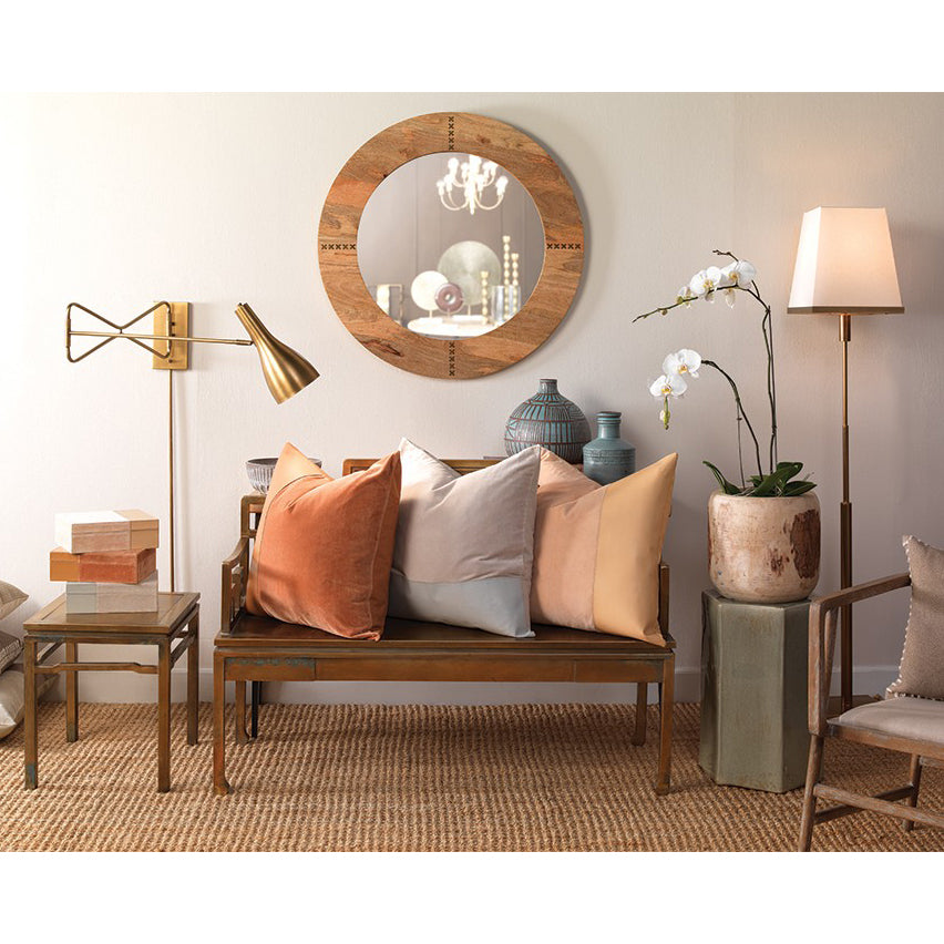 Tall Antique Brass Floor Lamp with Square Cone Hood