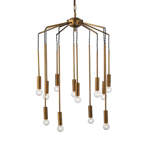 12-Light Modern Cascade Pendant – Antique Brass