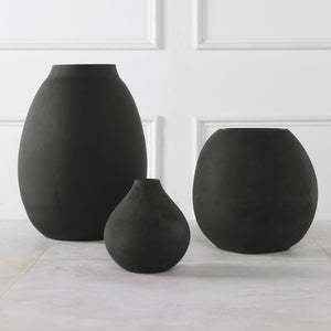 Uttermost Hearth Matte Black Vases, Set/3