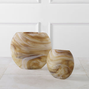 Uttermost Fusion Swirled Caramel & Ivory Vases, Set/2