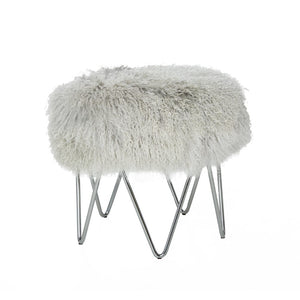 Tibetan Lamb Wave Stool - Light Grey Tip (Additional Colors/Finishes Available)