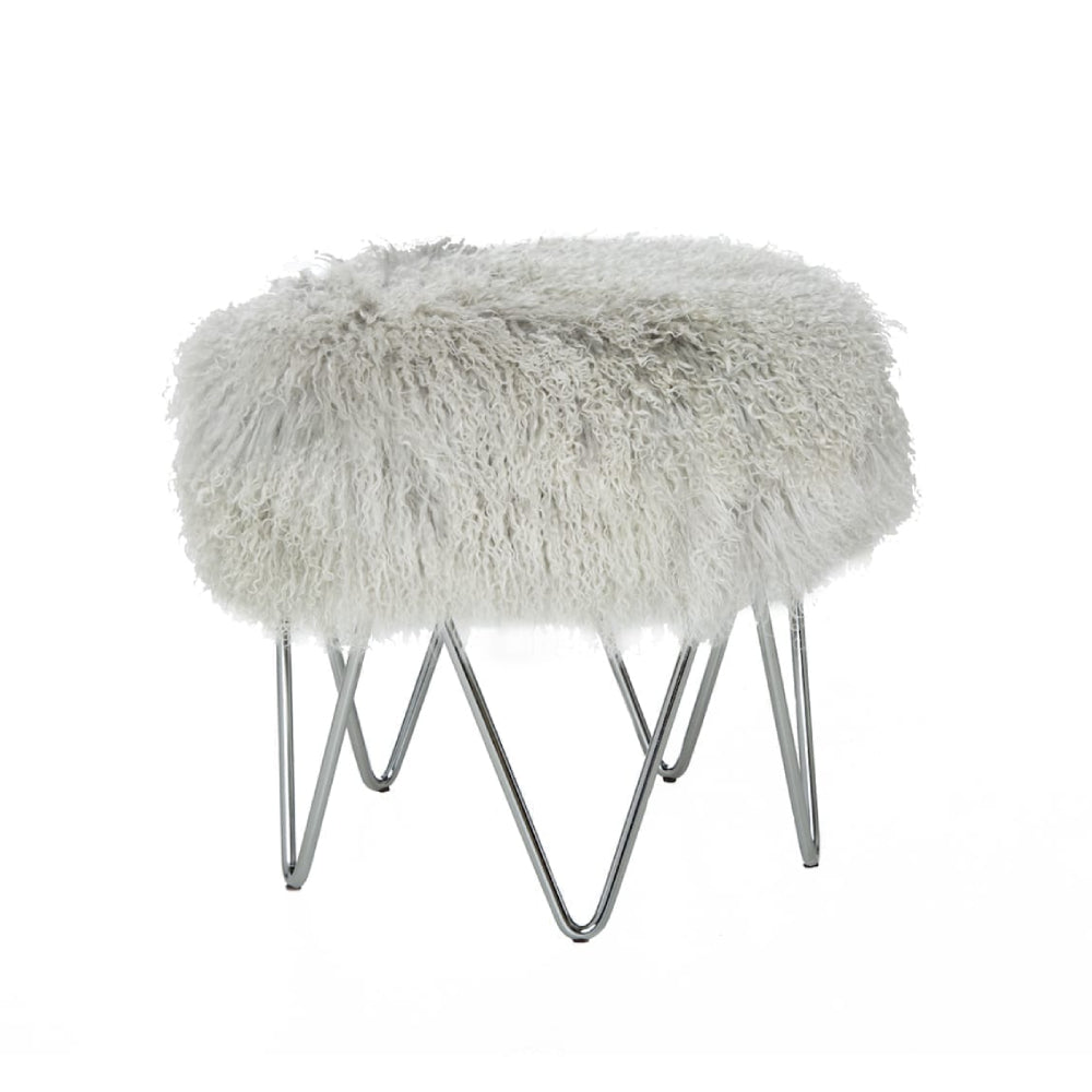 Tibetan Lamb Wave Stool - Light Grey Tip (Additional Colors/Finishes Available)