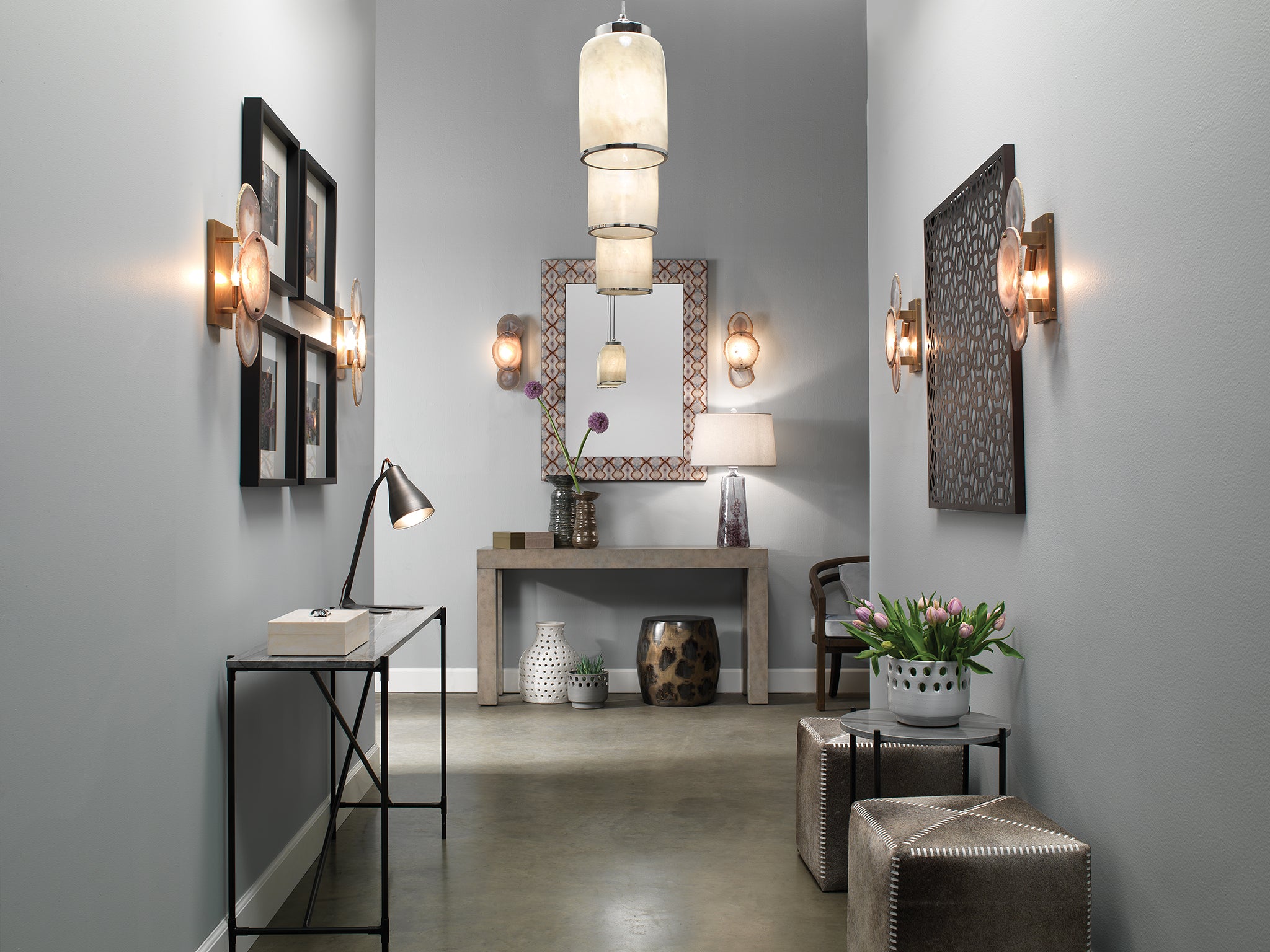 Trinity Wall Sconce in Pale Lavender Agate