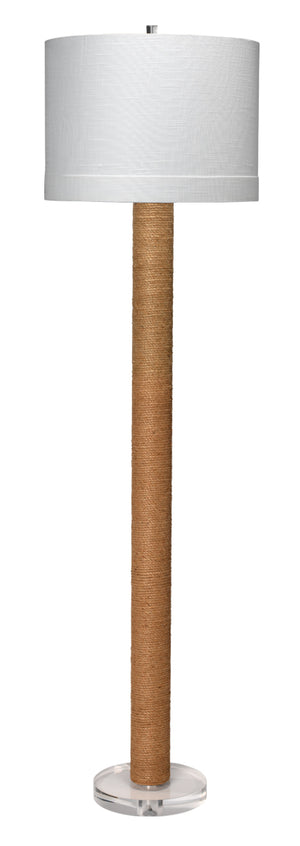 Cylinder Jute Floor Lamp in Rope with Drum Shade in Off White Linen