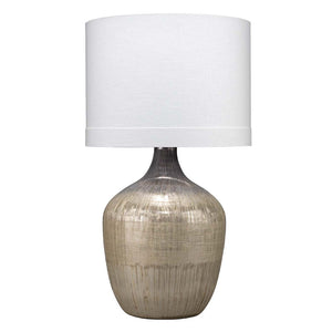 Etched Mercury Glass Table Lamp with Linen Drum Shade