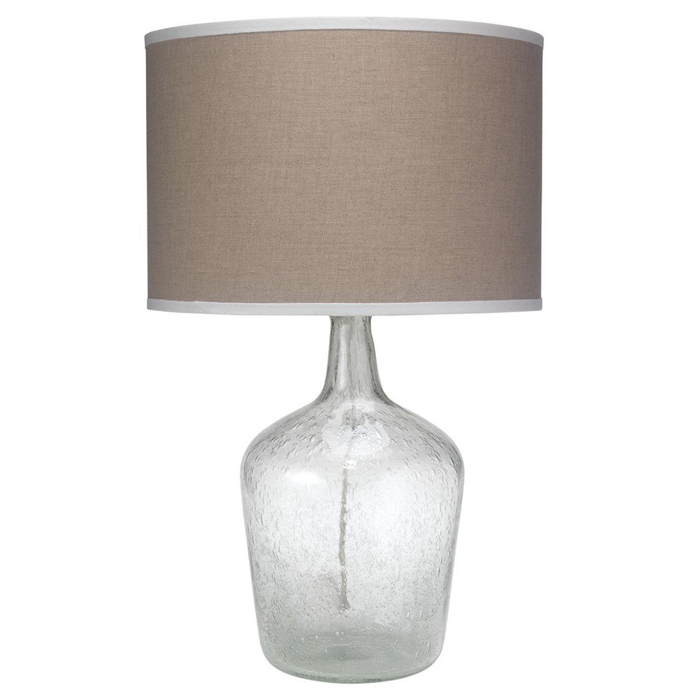 Seeded Glass Plum Jar Table Lamp with Drum Shade