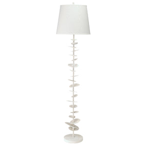 Floating Petals Gesso Floor Lamp with Tapered Linen Shade