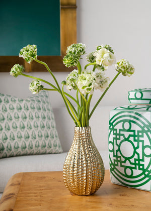 Polished Brass Organic Ridged Vase | Palau Collection | Villa & House