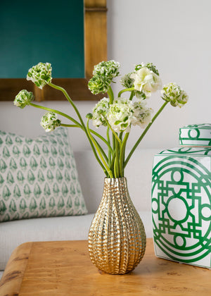 Polished Brass Organic Ridged Vase | Palau Collection | Villa & House