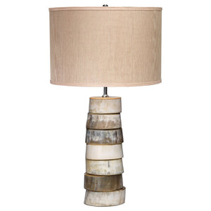 Stacked Horn Discs Table Lamp with Drum Shade – Horn