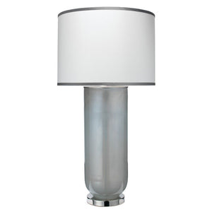Handblown Glass Column Table Lamp with Drum Shade – Opal