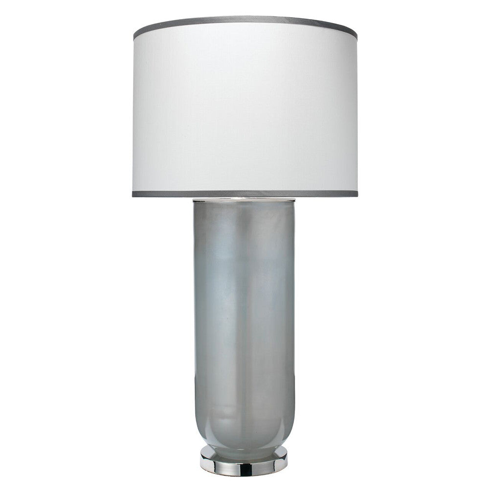 Handblown Glass Column Table Lamp with Drum Shade – Opal