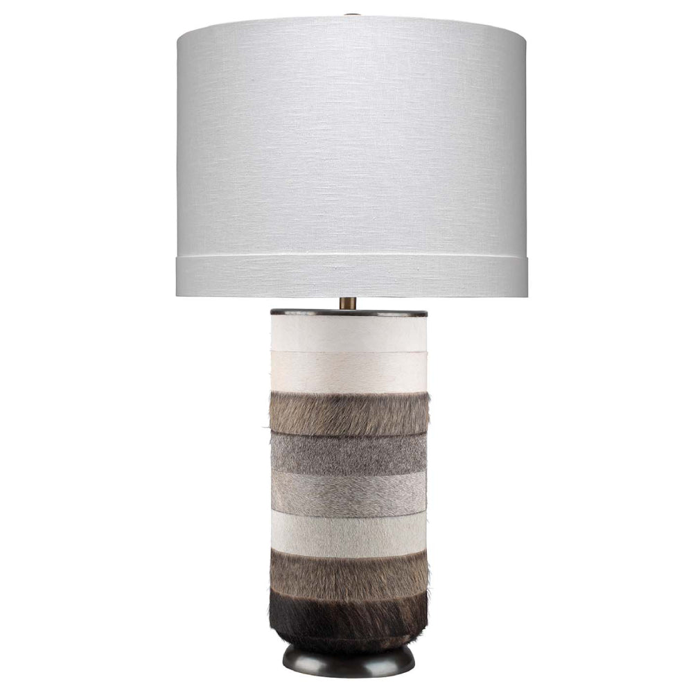 Cowhide Strips Table Lamp with Linen Drum Shade