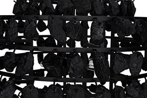 Vulcan Chandelier, Black Metal with Black Rocks