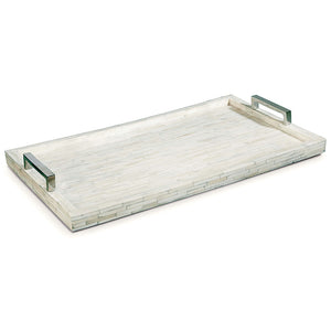 Regina Andrew White Bone Tray with Polished Nickel Handles