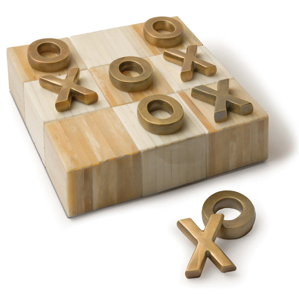 Regina Andrew Bone Tic Tac Toe Board with Metal Pieces - Brass