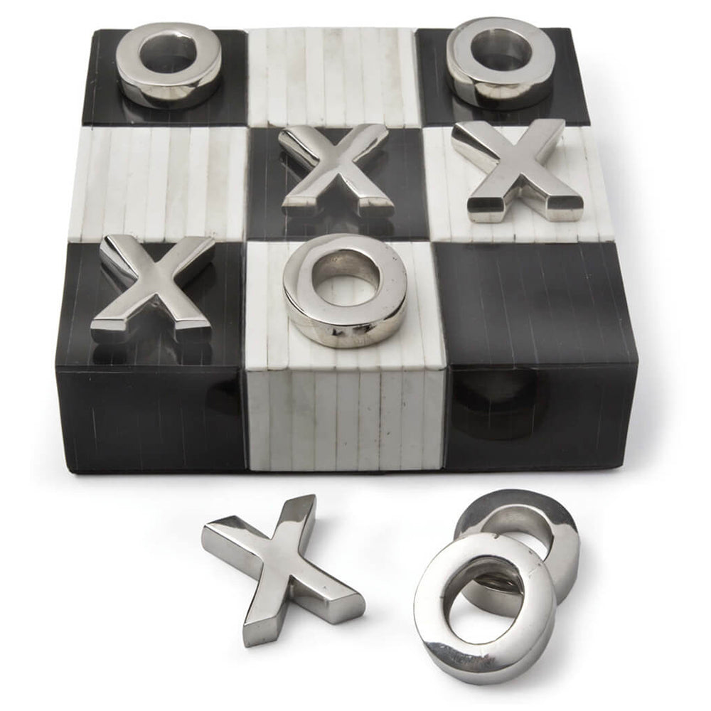 Regina Andrew Bone Tic Tac Toe Board with Metal Pieces - Polished Nickel