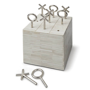 Regina Andrew Bone Tic Tac Toe Cube with Metal Pieces - White Bone