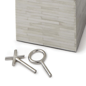 Regina Andrew Bone Tic Tac Toe Cube with Metal Pieces - White Bone