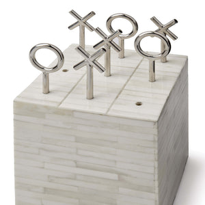 Regina Andrew Bone Tic Tac Toe Cube with Metal Pieces - White Bone