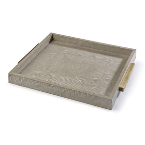 Regina Andrew Square Faux Shagreen Tray - Ivory Grey Python