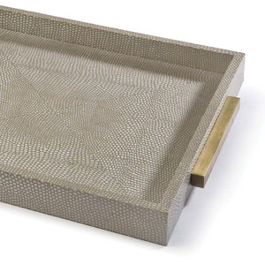 Regina Andrew Square Faux Shagreen Tray - Ivory Grey Python