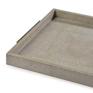 Regina Andrew Square Faux Shagreen Tray - Ivory Grey Python