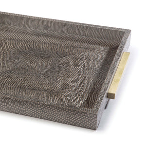 Regina Andrew Square Faux Shagreen Tray - Vintage Brown Snake