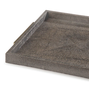 Regina Andrew Square Faux Shagreen Tray - Vintage Brown Snake