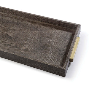 Regina Andrew Rectangle Faux Shagreen Tray - Vintage Brown Snake