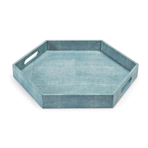 Regina Andrew Hexagonal Faux Shagreen Tray - Turquoise