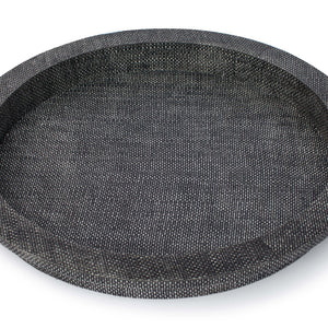 Regina Andrew Round Faux Rattan Tray with Jute Handles  - Dark Grey