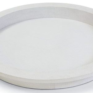 Regina Andrew Round Faux Rattan Tray with Jute Handles  - White