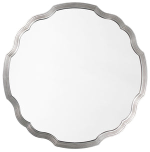 Scalloped Silver Leaf Round Chippendale Mirror
