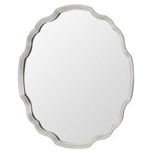 Scalloped Silver Leaf Round Chippendale Mirror