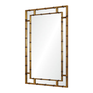 Oversized Faux Bamboo Mirror - Gold Leaf
