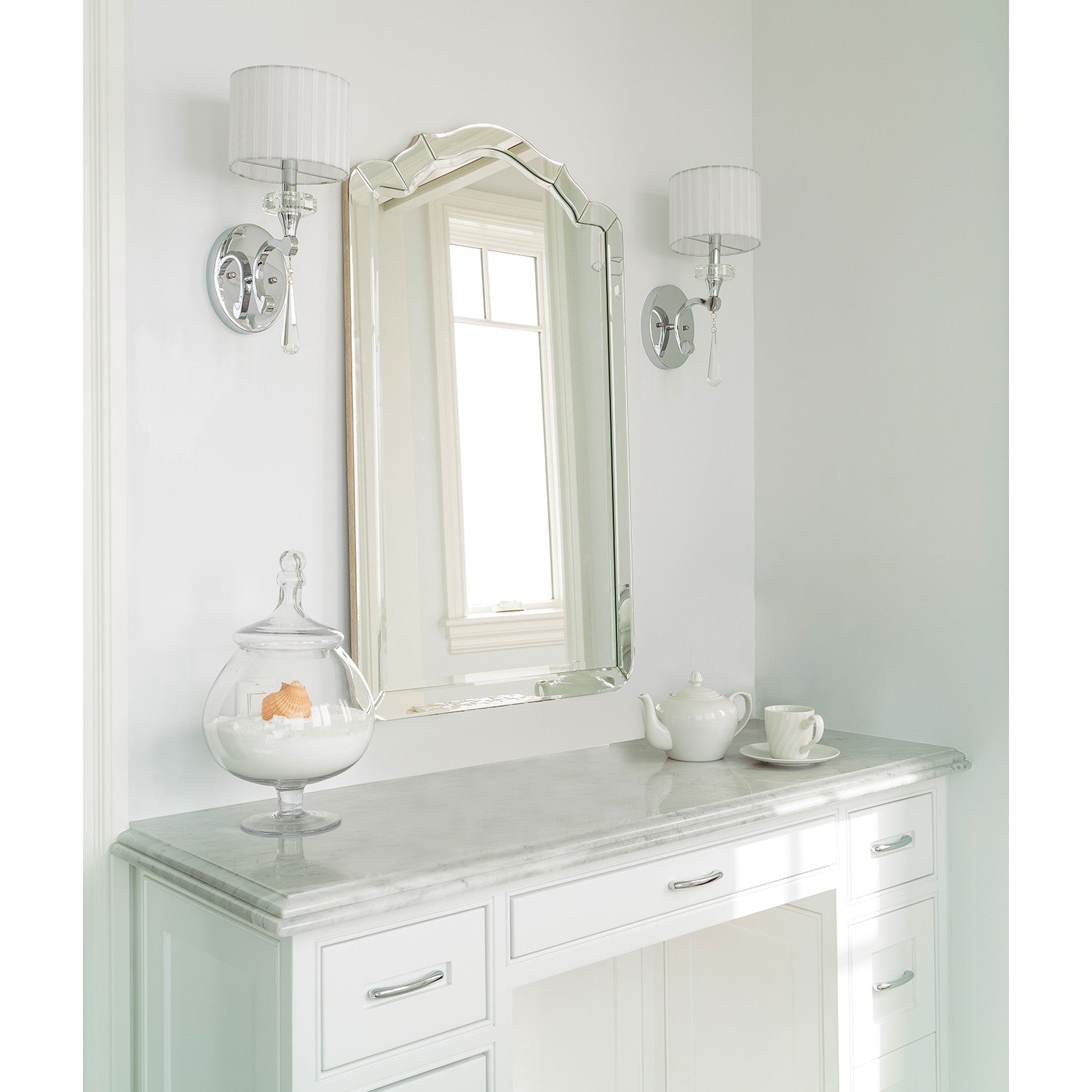 Mirror Framed Mirror with Antiqued Silver Leaf Sides